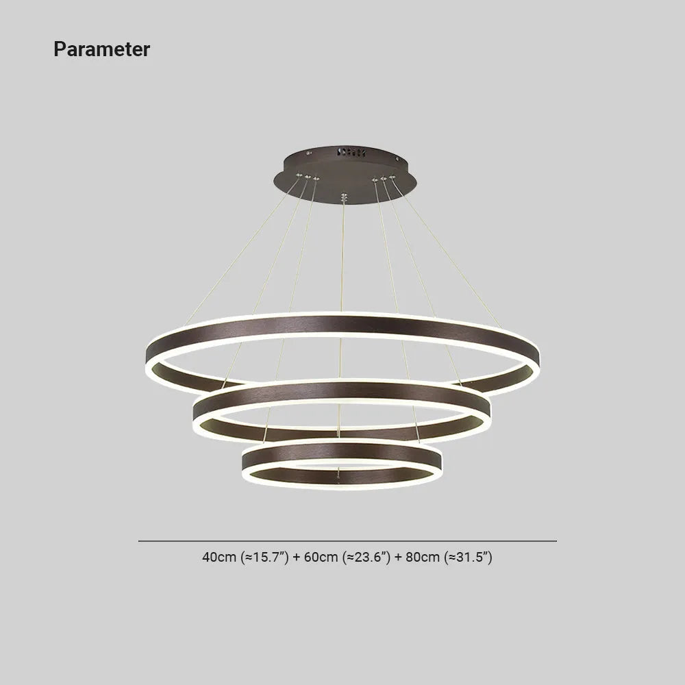 Arisha Moderne Minimaliste Coffee LED Pendant Light, 3 Ring - Letslighting