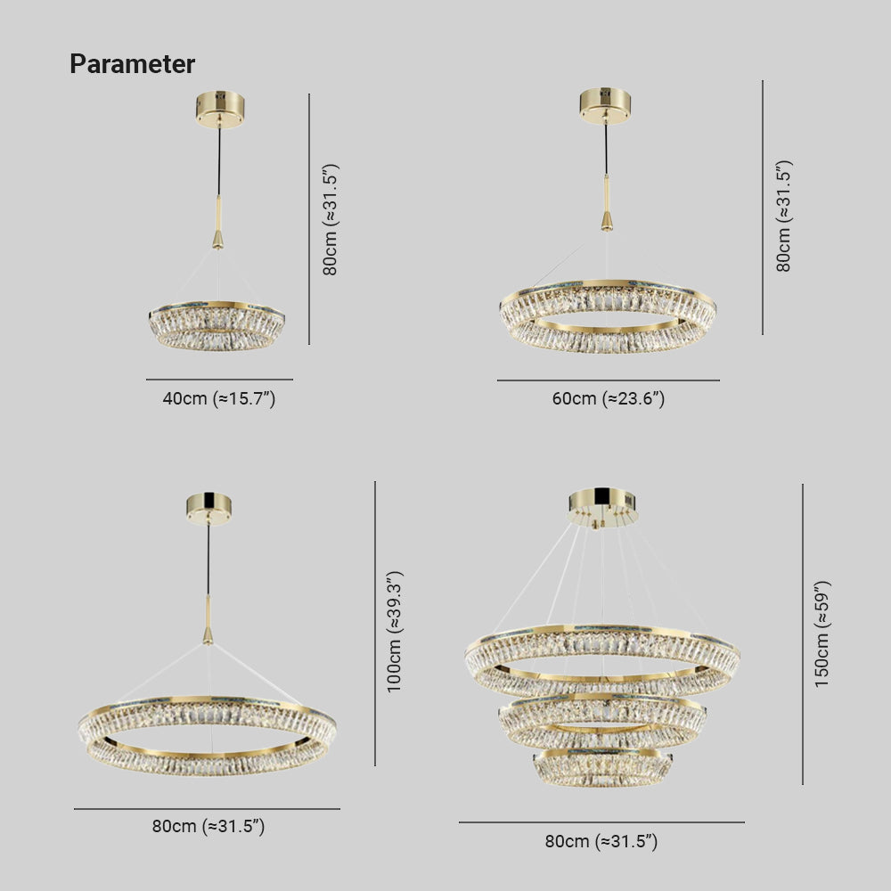 Kristy Modern Luxury Crystal Chandelier Tri-Circle - Letslighting