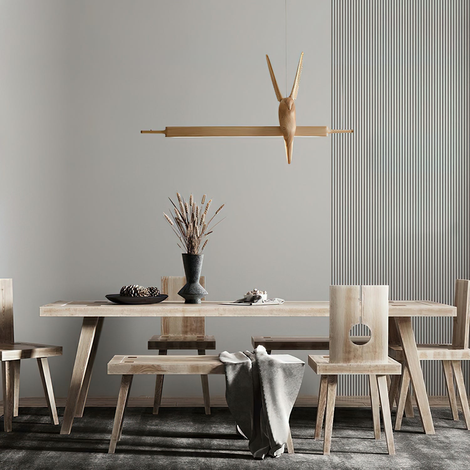 Varinisra Sculptural Oak Pendant Light - Letslighting