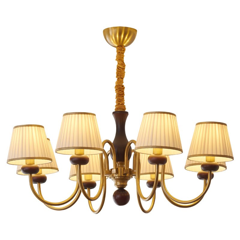 Erthaos Traditional Elegance Pleat Fabric Wood Chandelier - Letslighting
