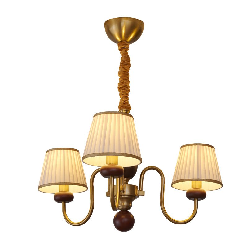 Erthaos Traditional Elegance Pleat Fabric Wood Chandelier - Letslighting