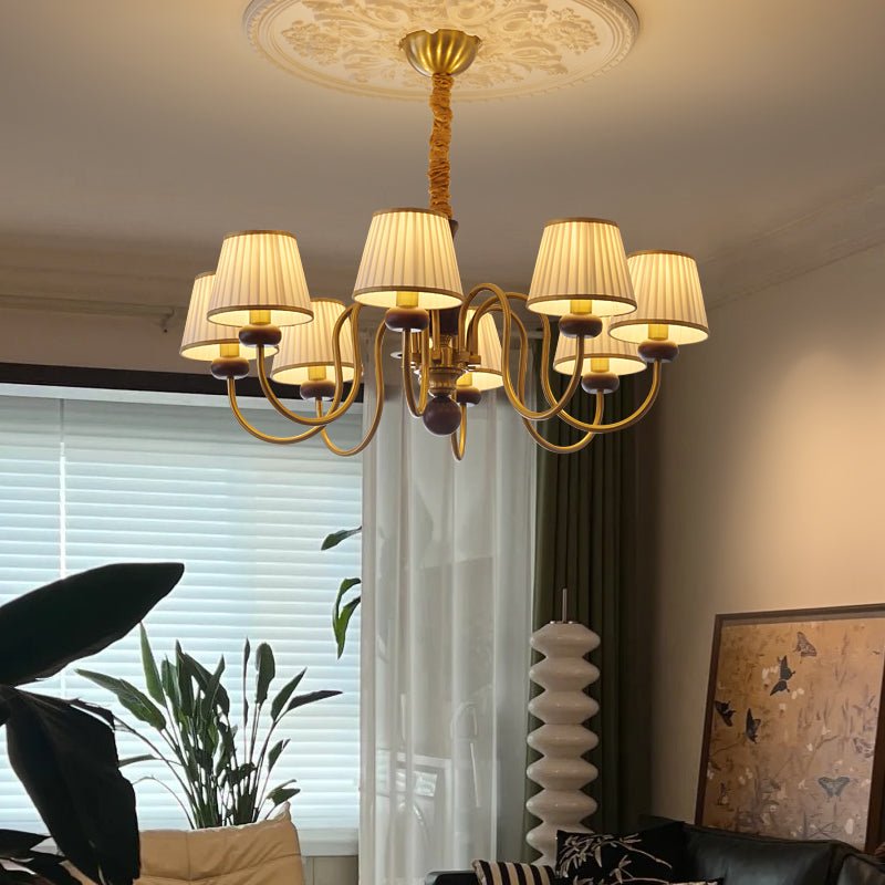 Erthaos Traditional Elegance Pleat Fabric Wood Chandelier - Letslighting