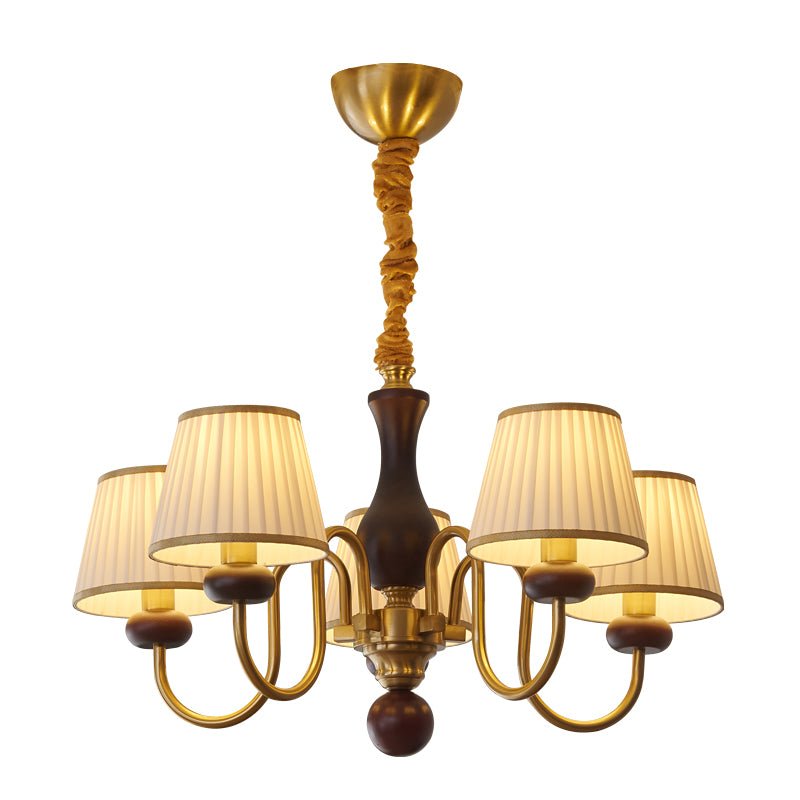 Erthaos Traditional Elegance Pleat Fabric Wood Chandelier - Letslighting