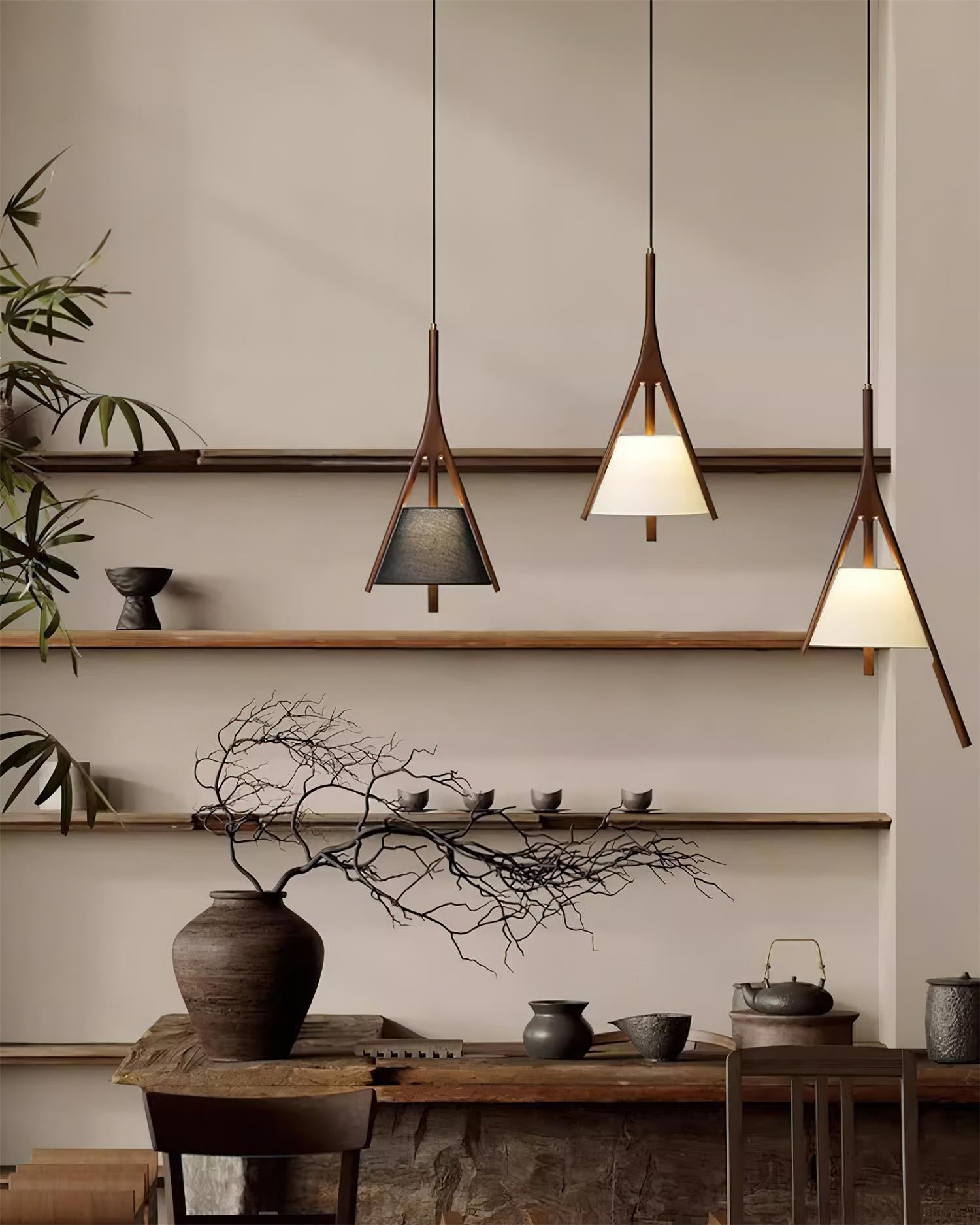 Zovenarae Triangular Wood Pendant Light - Letslighting