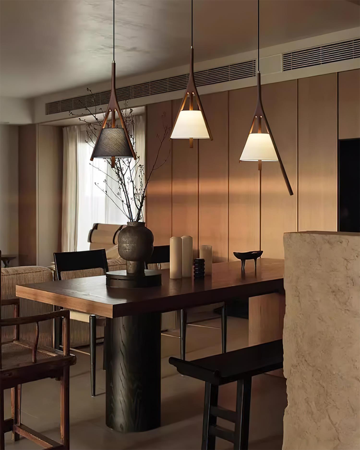 Zovenarae Triangular Wood Pendant Light - Letslighting
