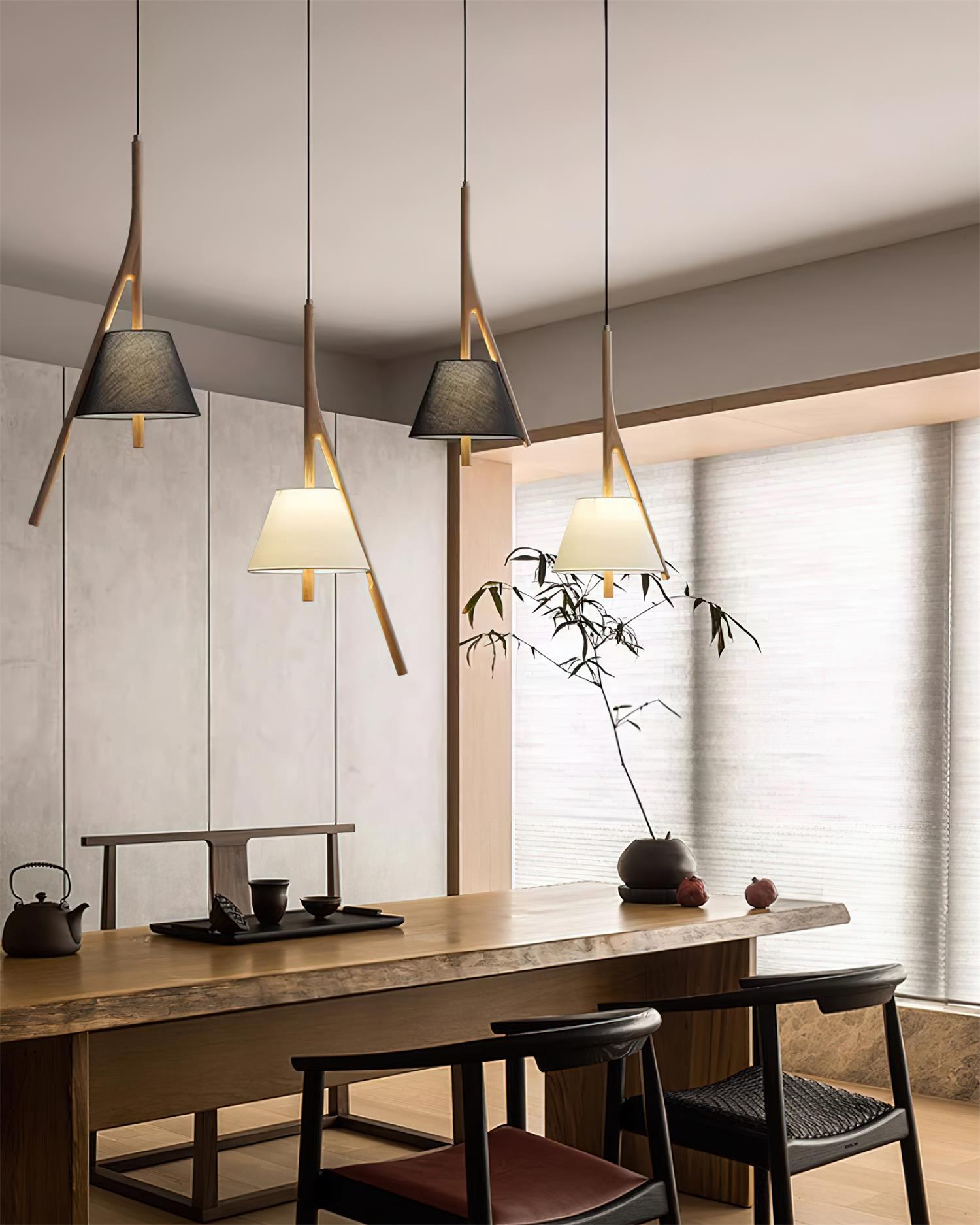 Zovenarae Triangular Wood Pendant Light - Letslighting
