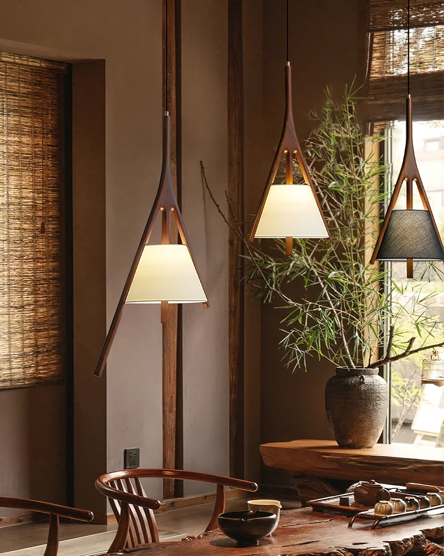 Zovenarae Triangular Wood Pendant Light - Letslighting