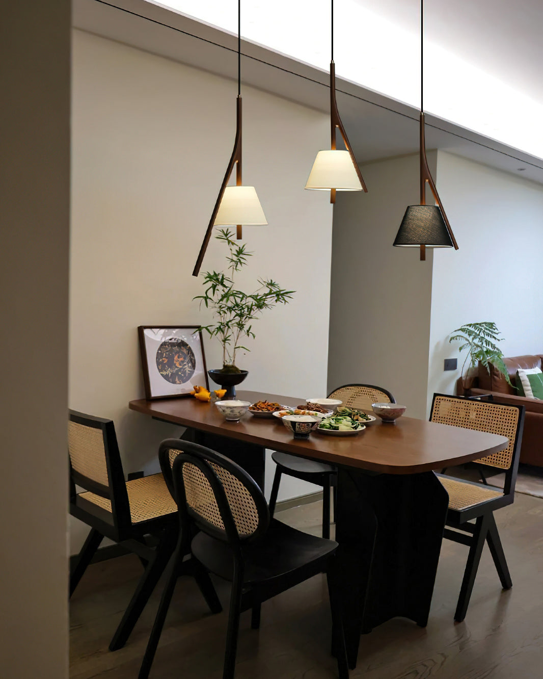 Zovenarae Triangular Wood Pendant Light - Letslighting