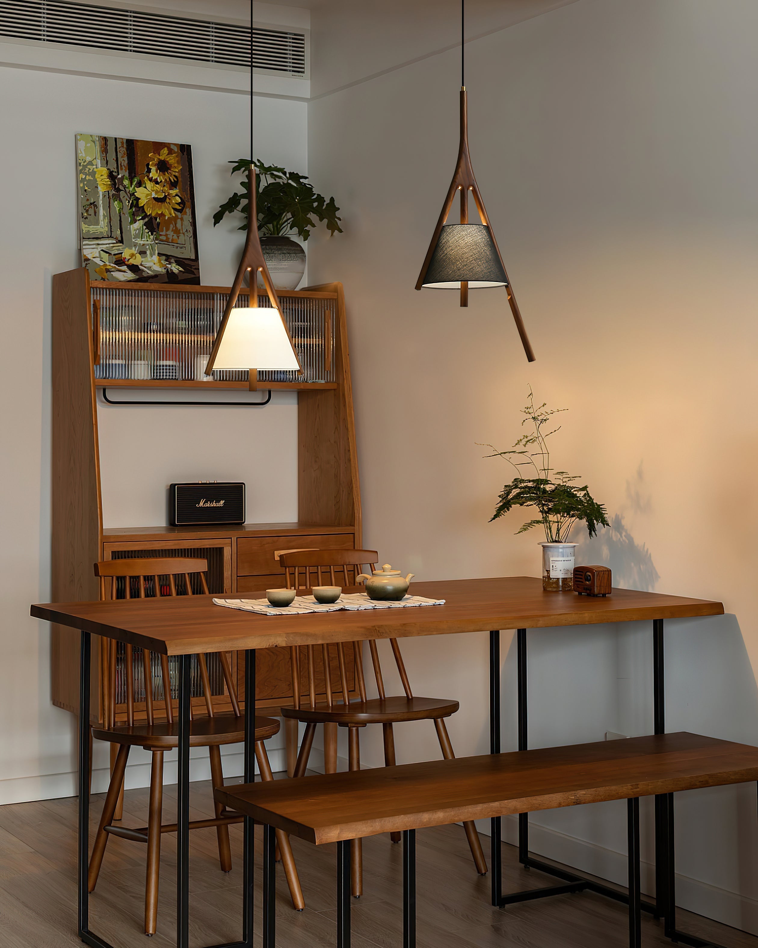 Zovenarae Triangular Wood Pendant Light - Letslighting