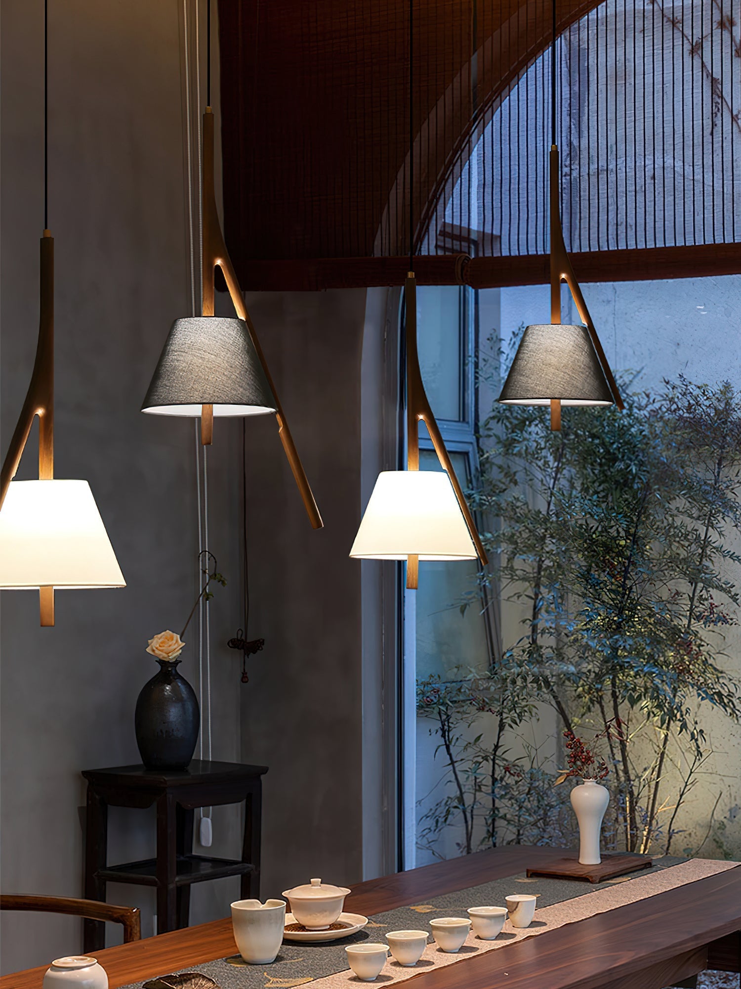 Zovenarae Triangular Wood Pendant Light - Letslighting