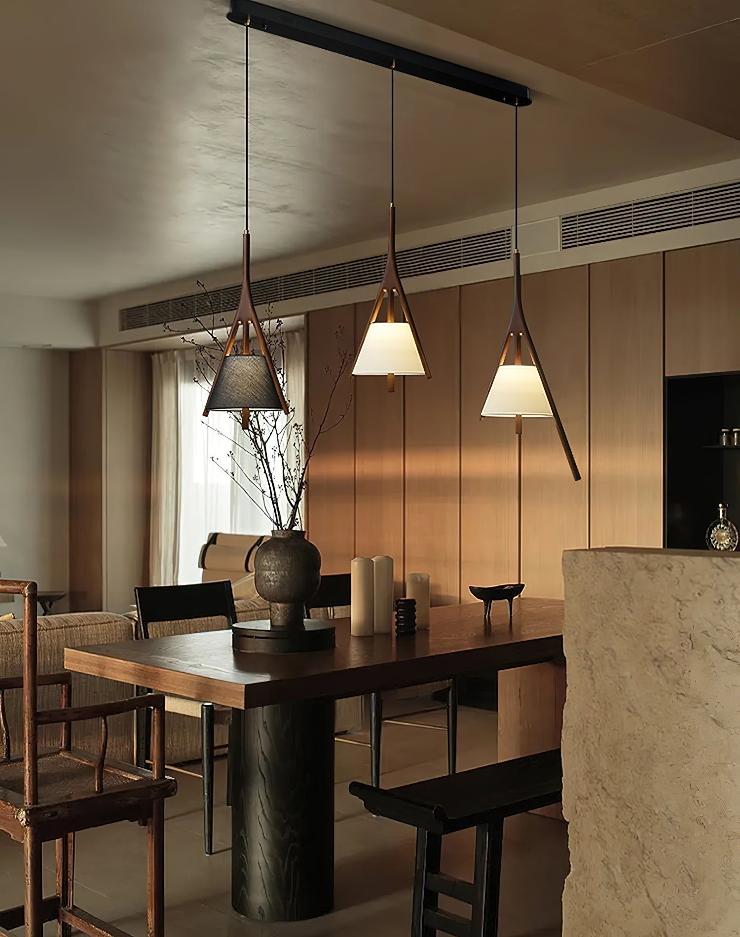 Zovenarae Triangular Wood Pendant Light - Letslighting