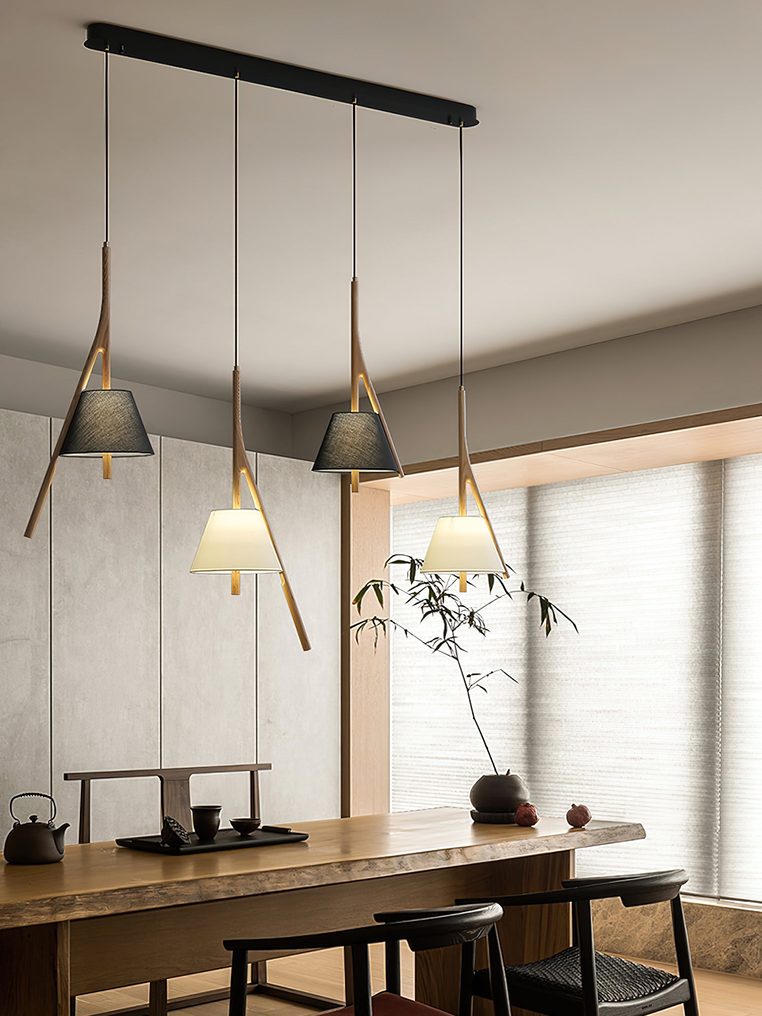 Zovenarae Triangular Wood Pendant Light - Letslighting