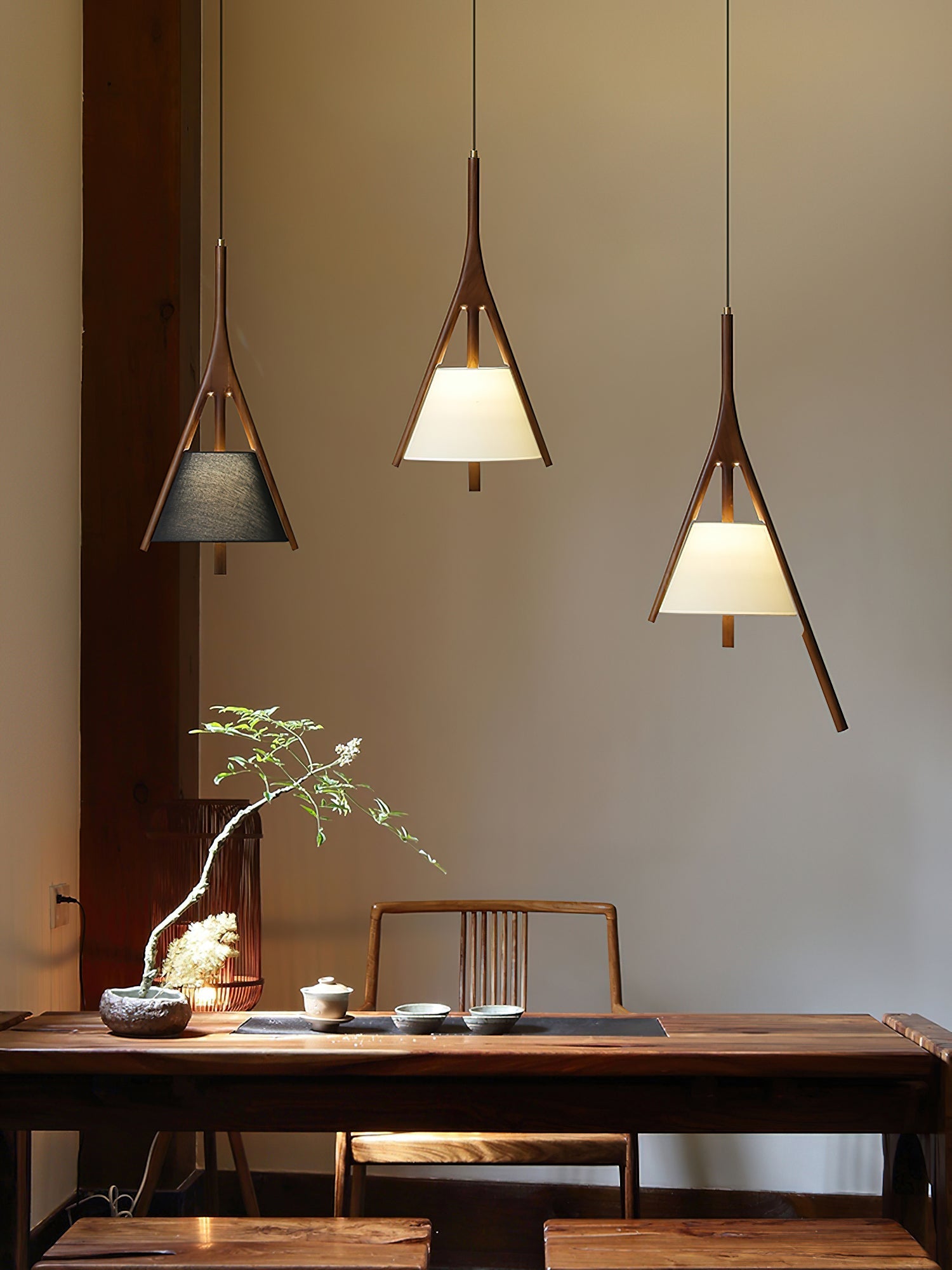 Zovenarae Triangular Wood Pendant Light - Letslighting