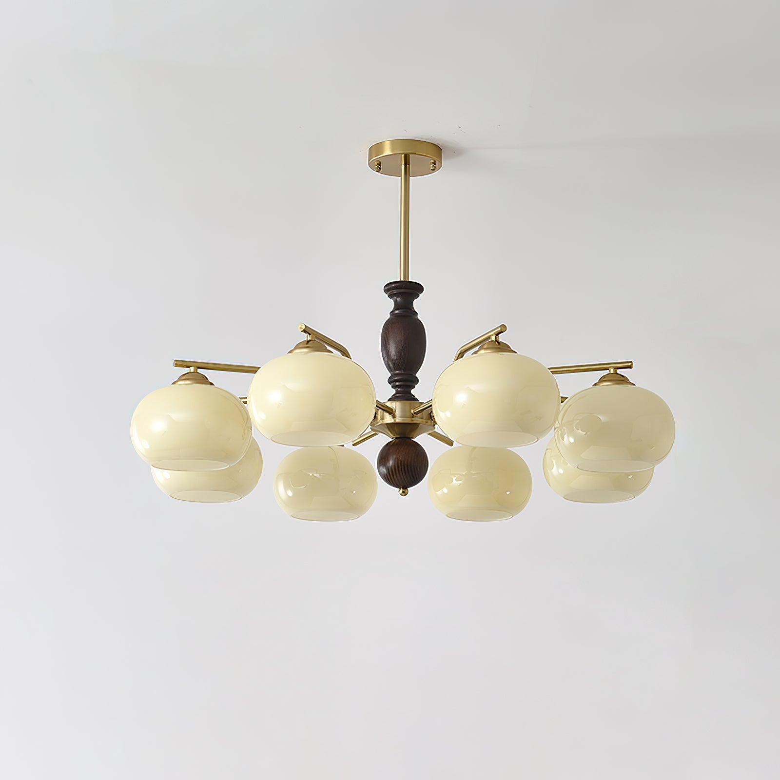 Aurora Chandelier Walnut Beige Orb - Letslighting