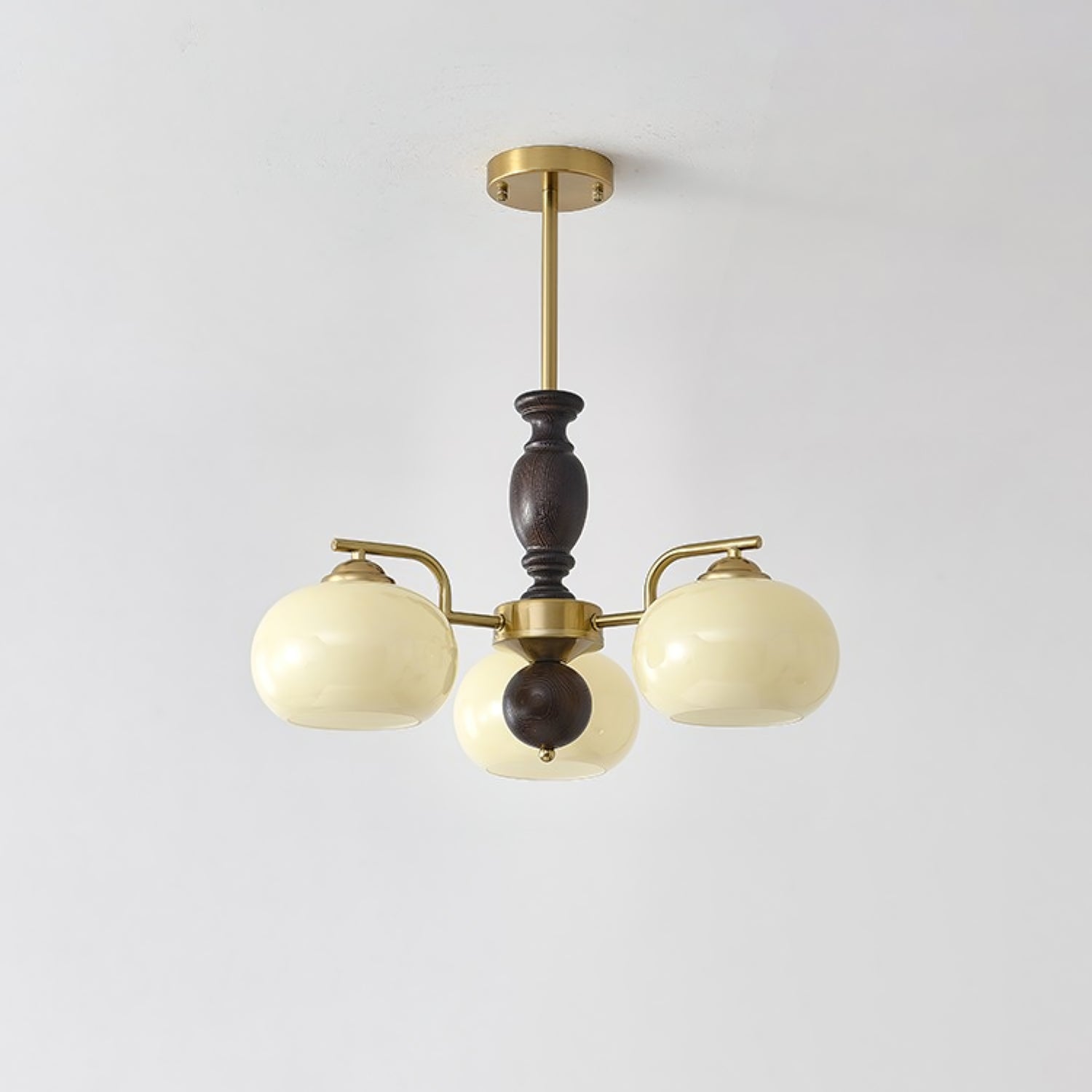 Aurora Chandelier Walnut Beige Orb - Letslighting