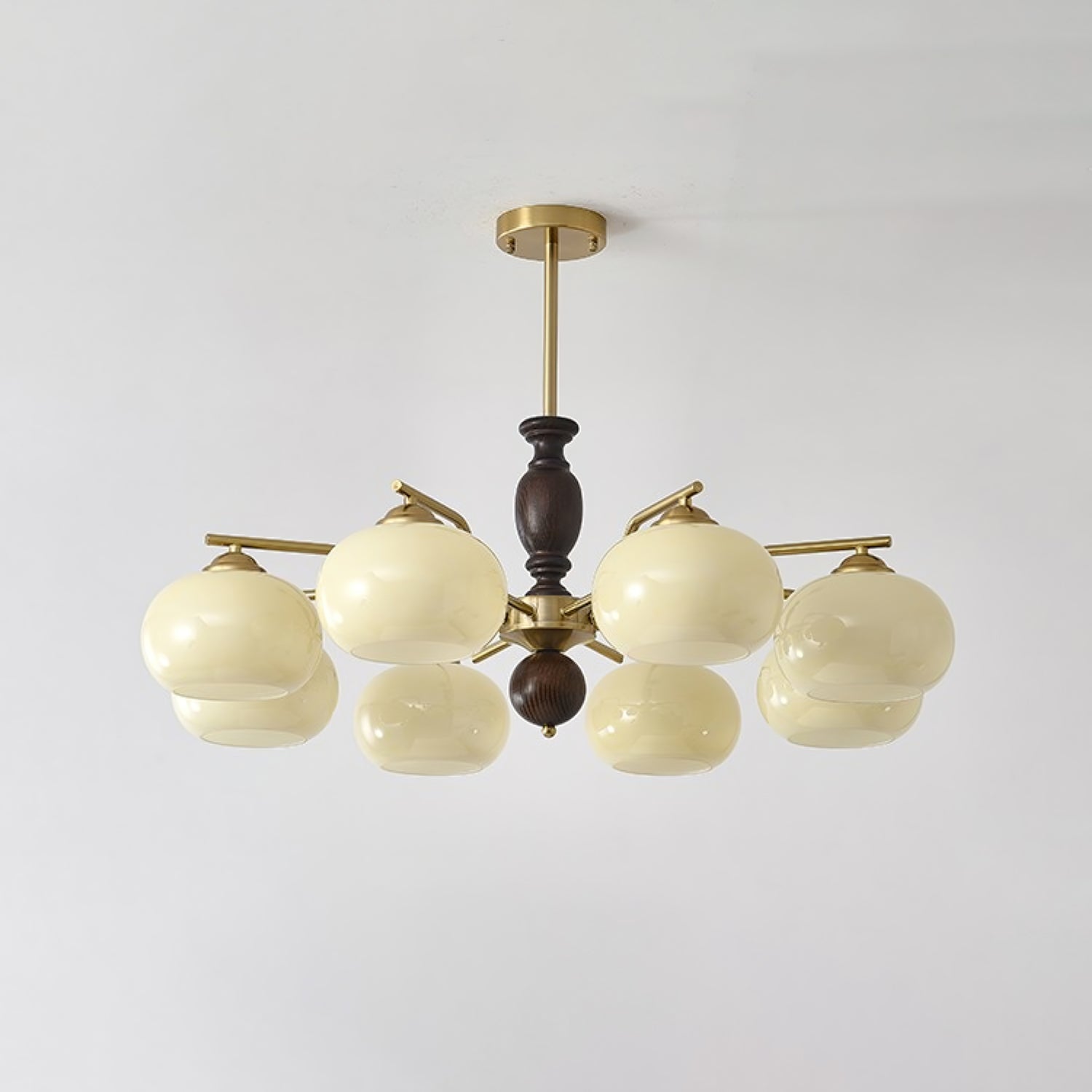 Aurora Chandelier Walnut Beige Orb - Letslighting