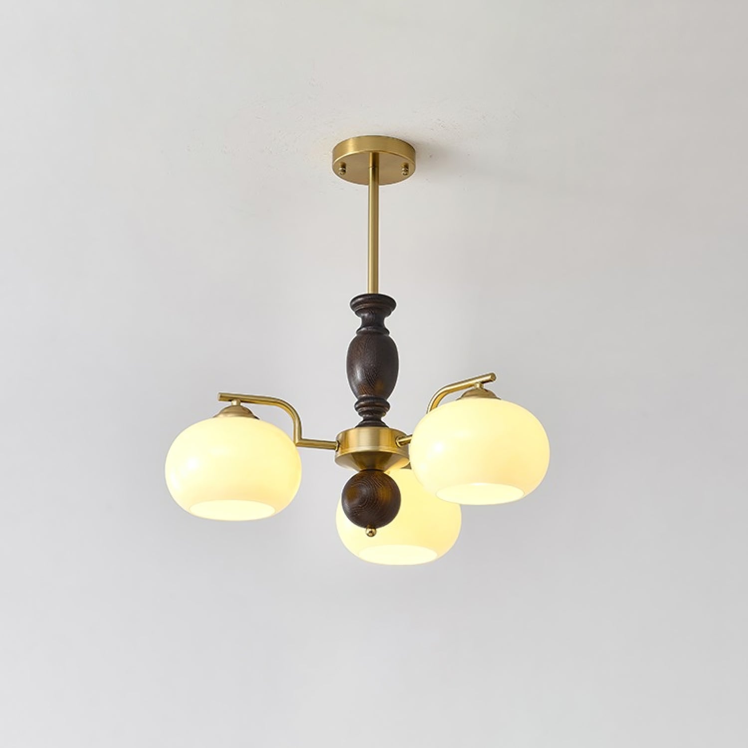 Aurora Chandelier Walnut Beige Orb - Letslighting