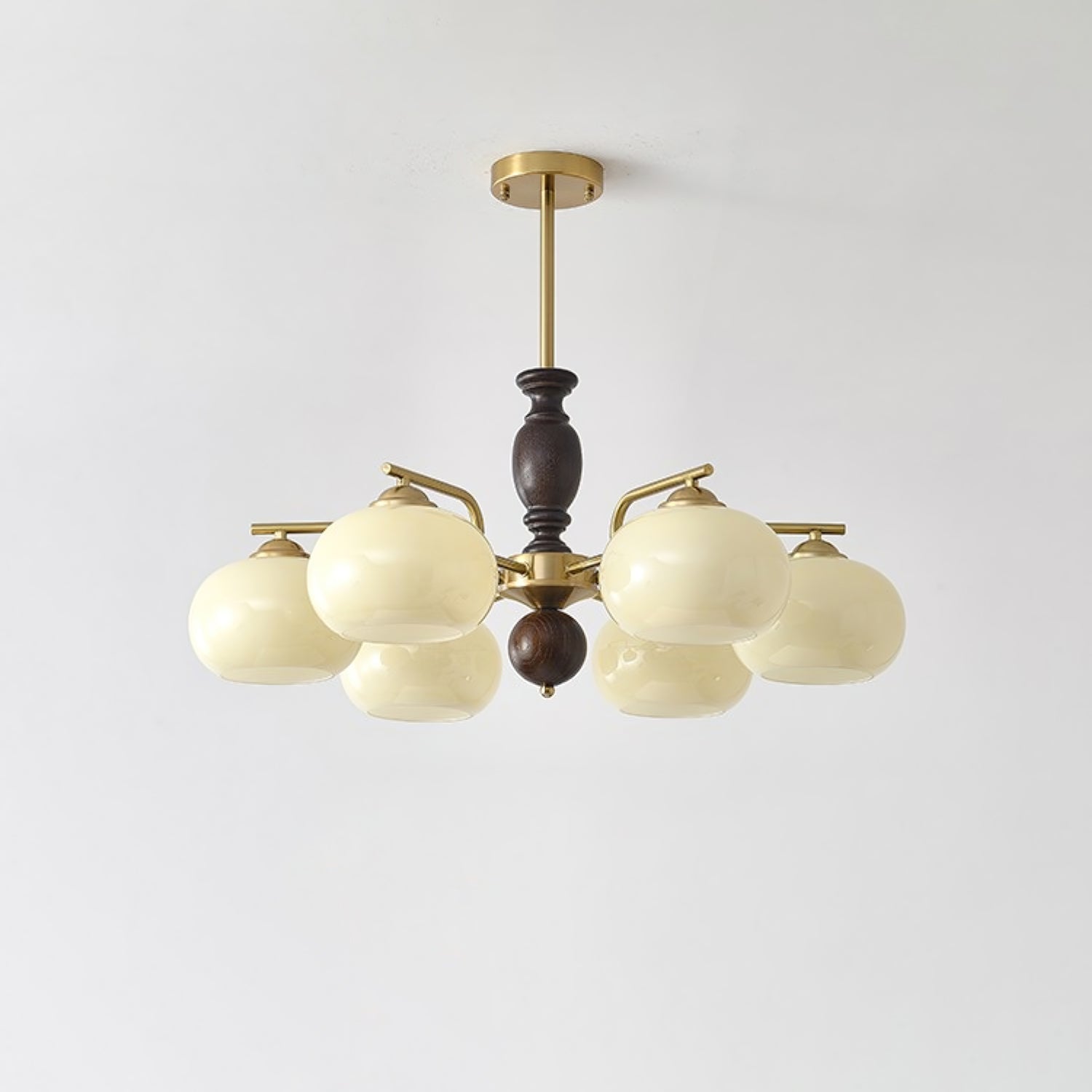 Aurora Chandelier Walnut Beige Orb - Letslighting