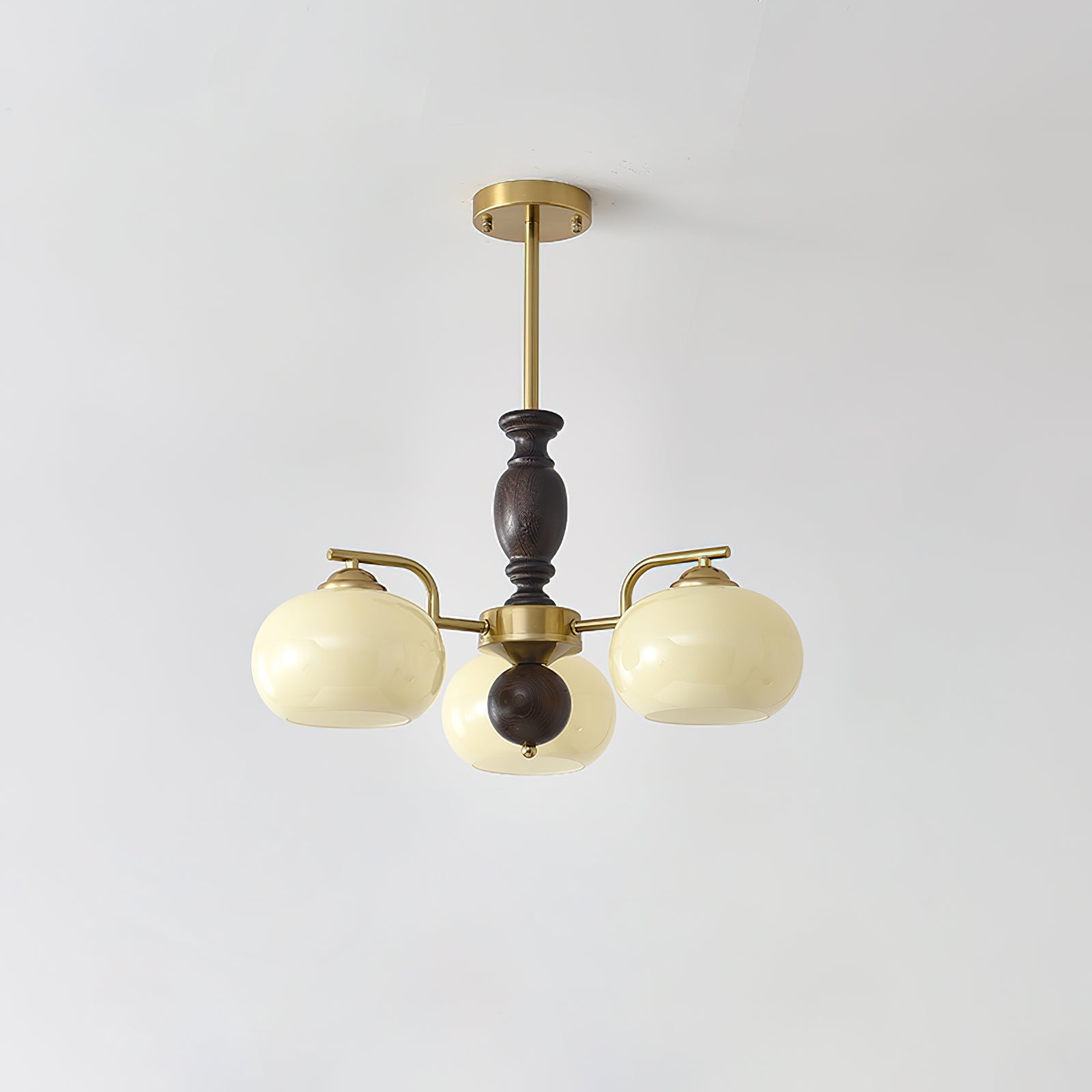 Aurora Chandelier Walnut Beige Orb - Letslighting
