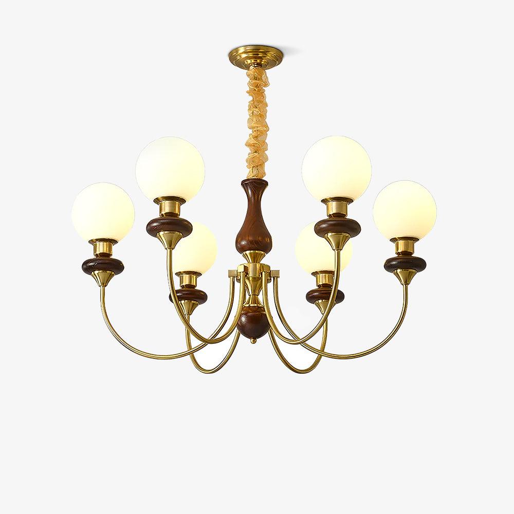 Lustra Chandelier Retro Brass Walnut Glass - Letslighting