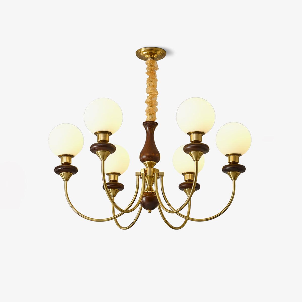 Lustra Chandelier Retro Brass Walnut Glass - Letslighting