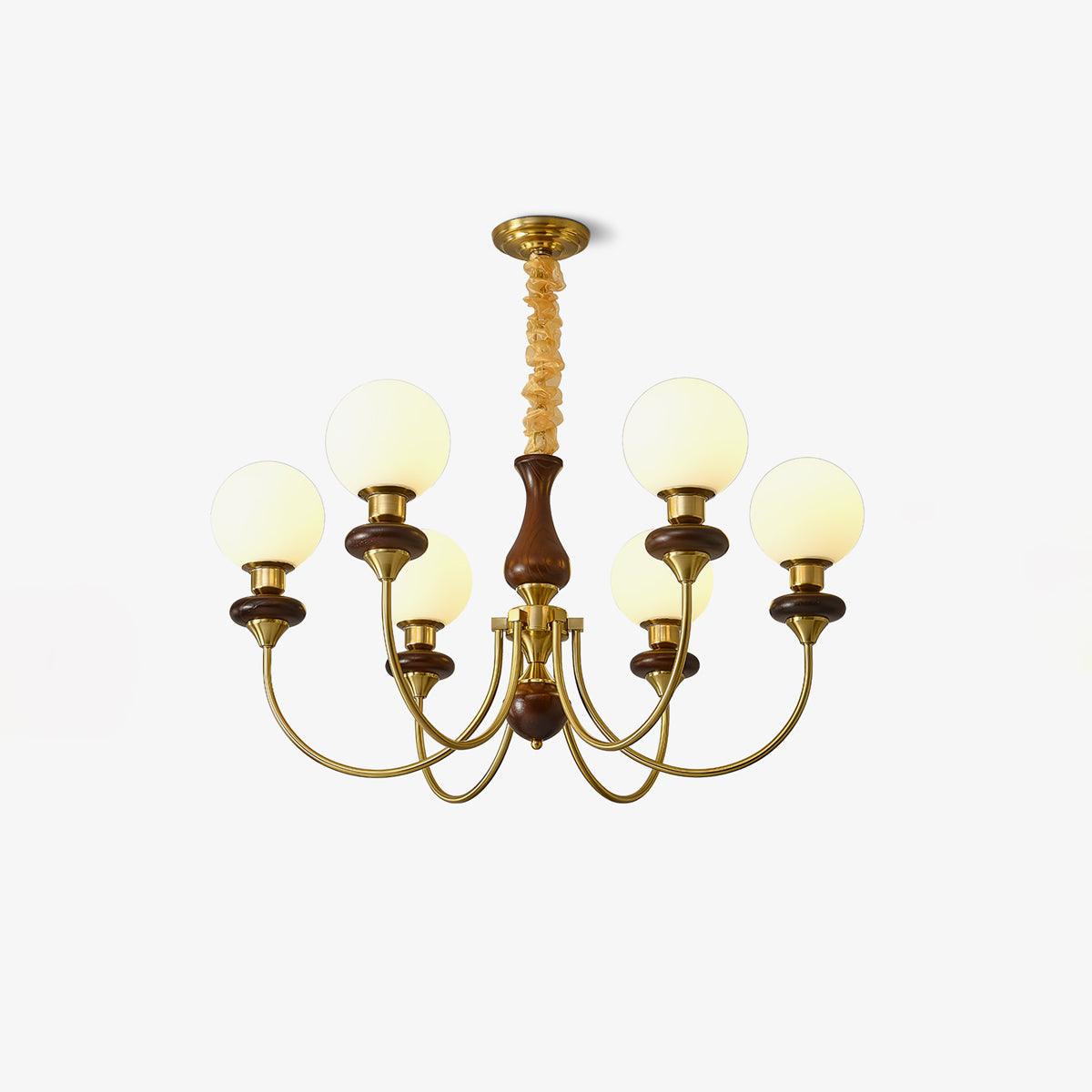 Lustra Chandelier Retro Brass Walnut Glass - Letslighting