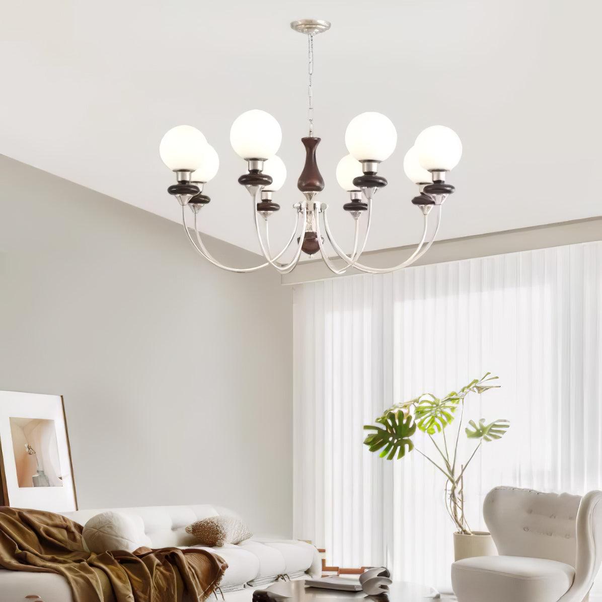 Lustra Chandelier Retro Brass Walnut Glass - Letslighting