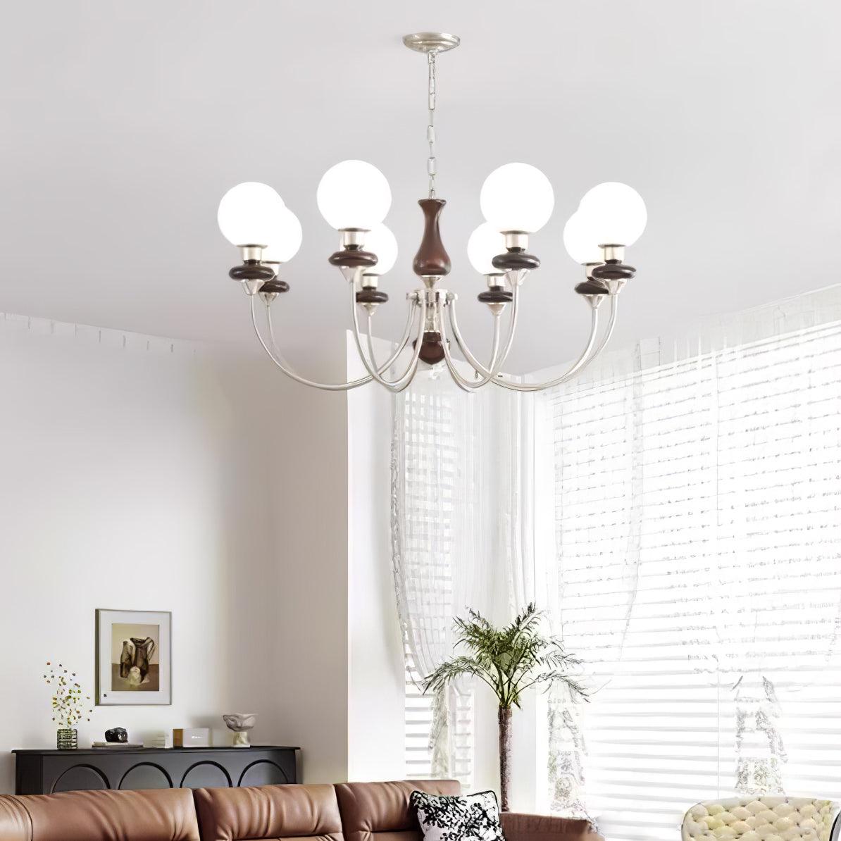 Lustra Chandelier Retro Brass Walnut Glass - Letslighting