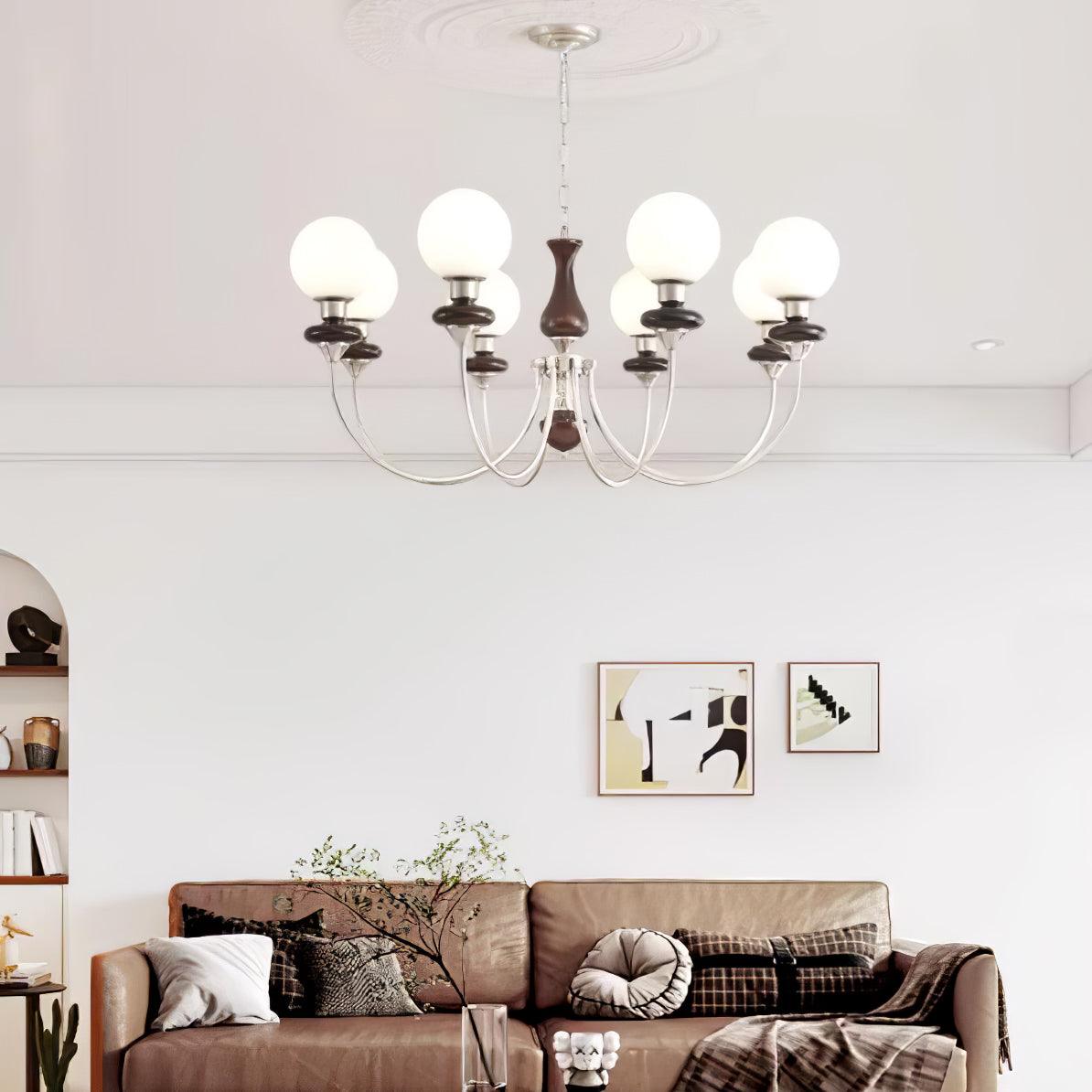 Lustra Chandelier Retro Brass Walnut Glass - Letslighting