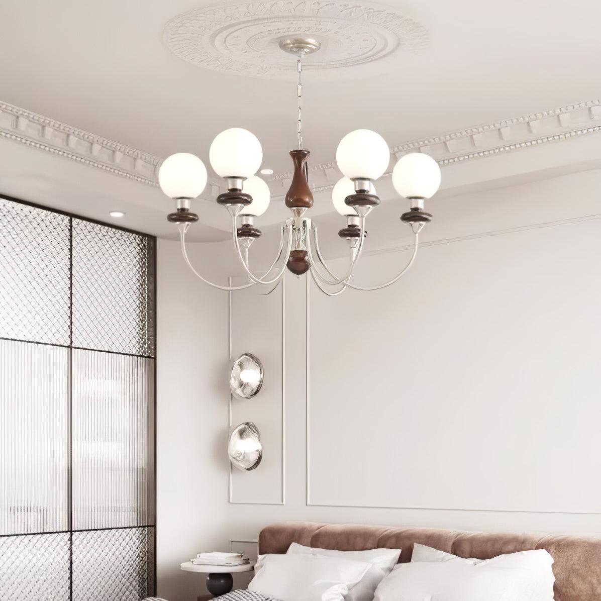Lustra Chandelier Retro Brass Walnut Glass - Letslighting