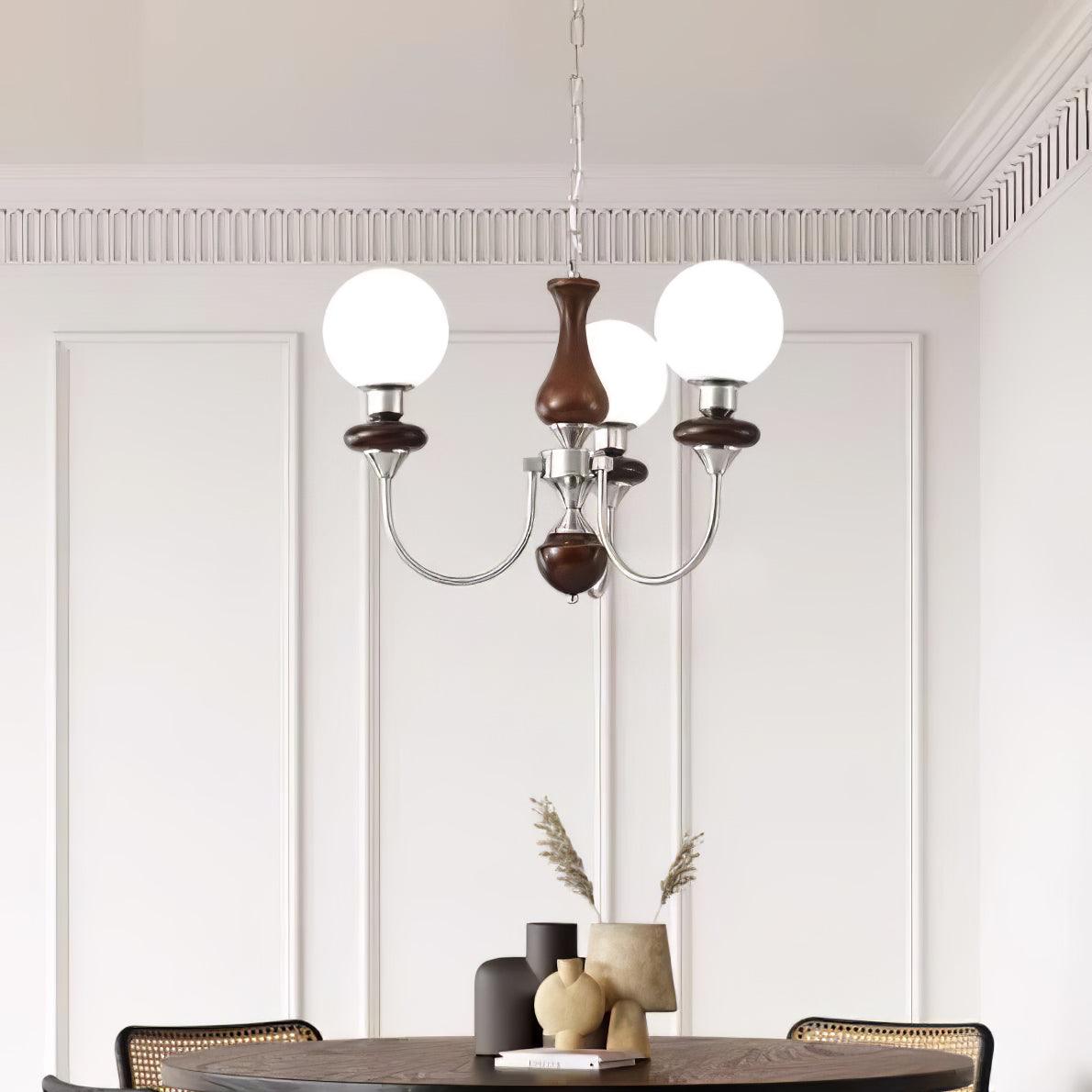 Lustra Chandelier Retro Brass Walnut Glass - Letslighting