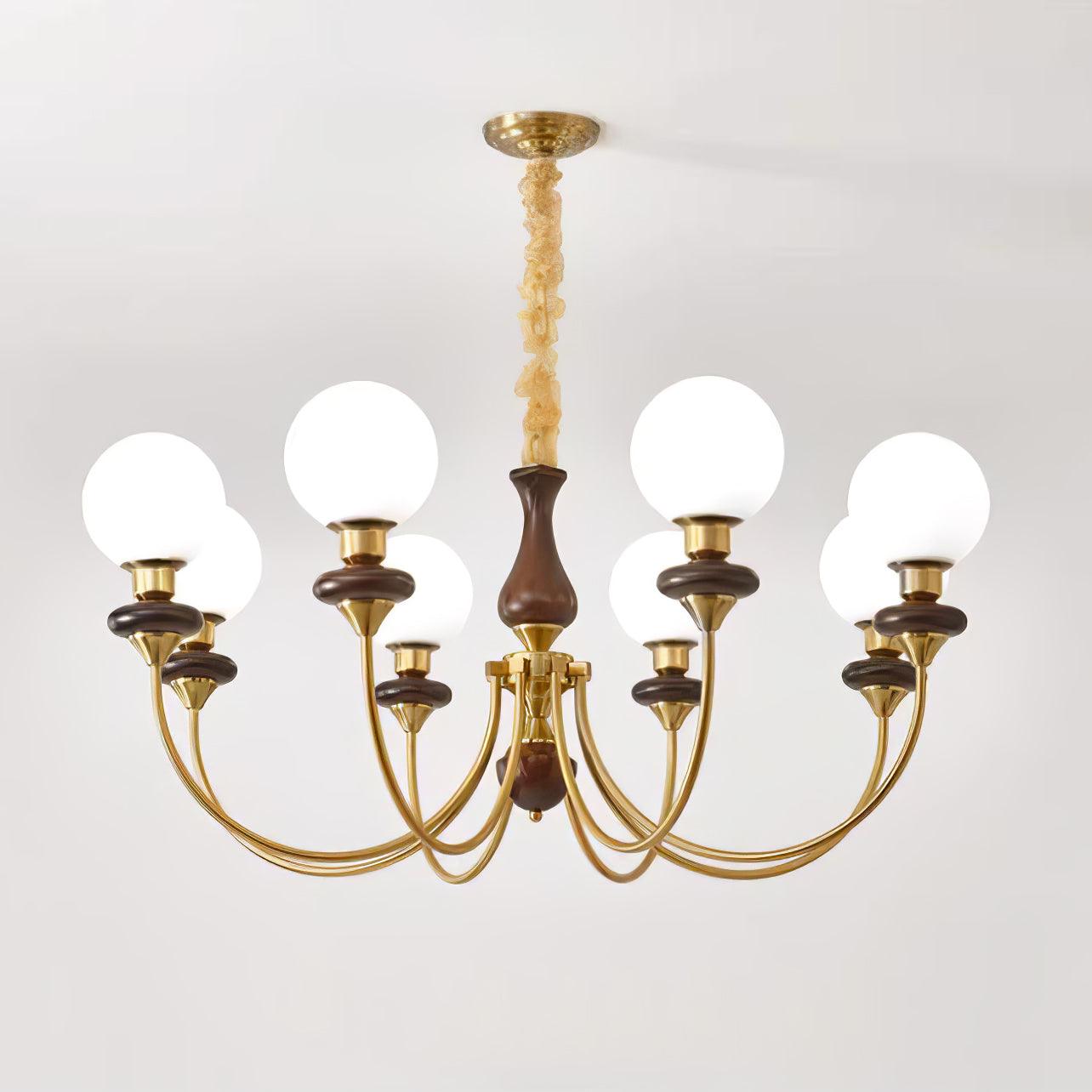Lustra Chandelier Retro Brass Walnut Glass - Letslighting