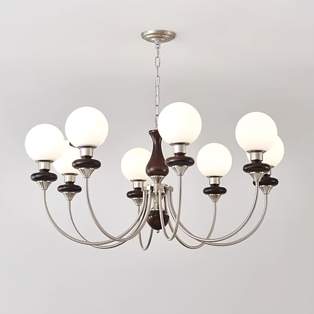 Lustra Chandelier Retro Brass Walnut Glass - Letslighting