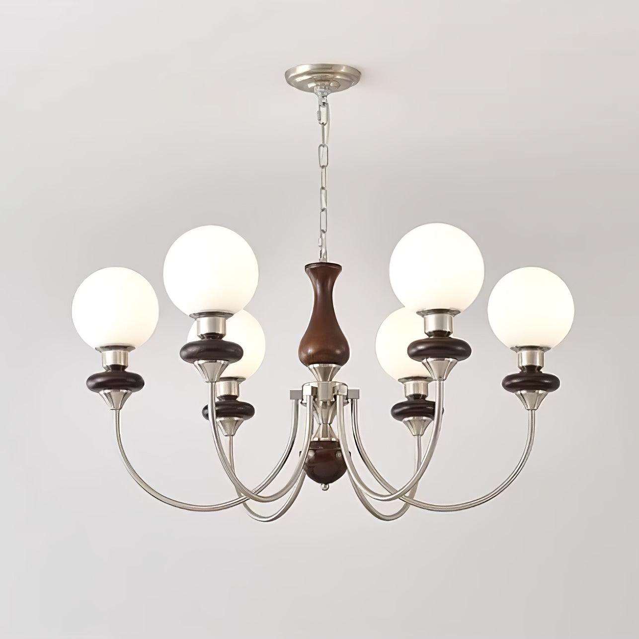 Lustra Chandelier Retro Brass Walnut Glass - Letslighting
