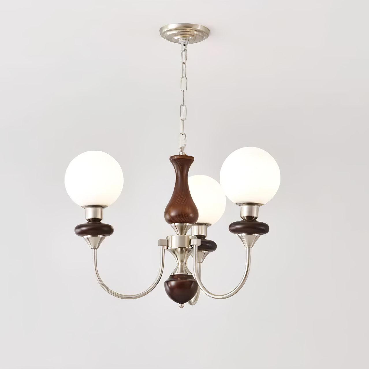Lustra Chandelier Retro Brass Walnut Glass - Letslighting