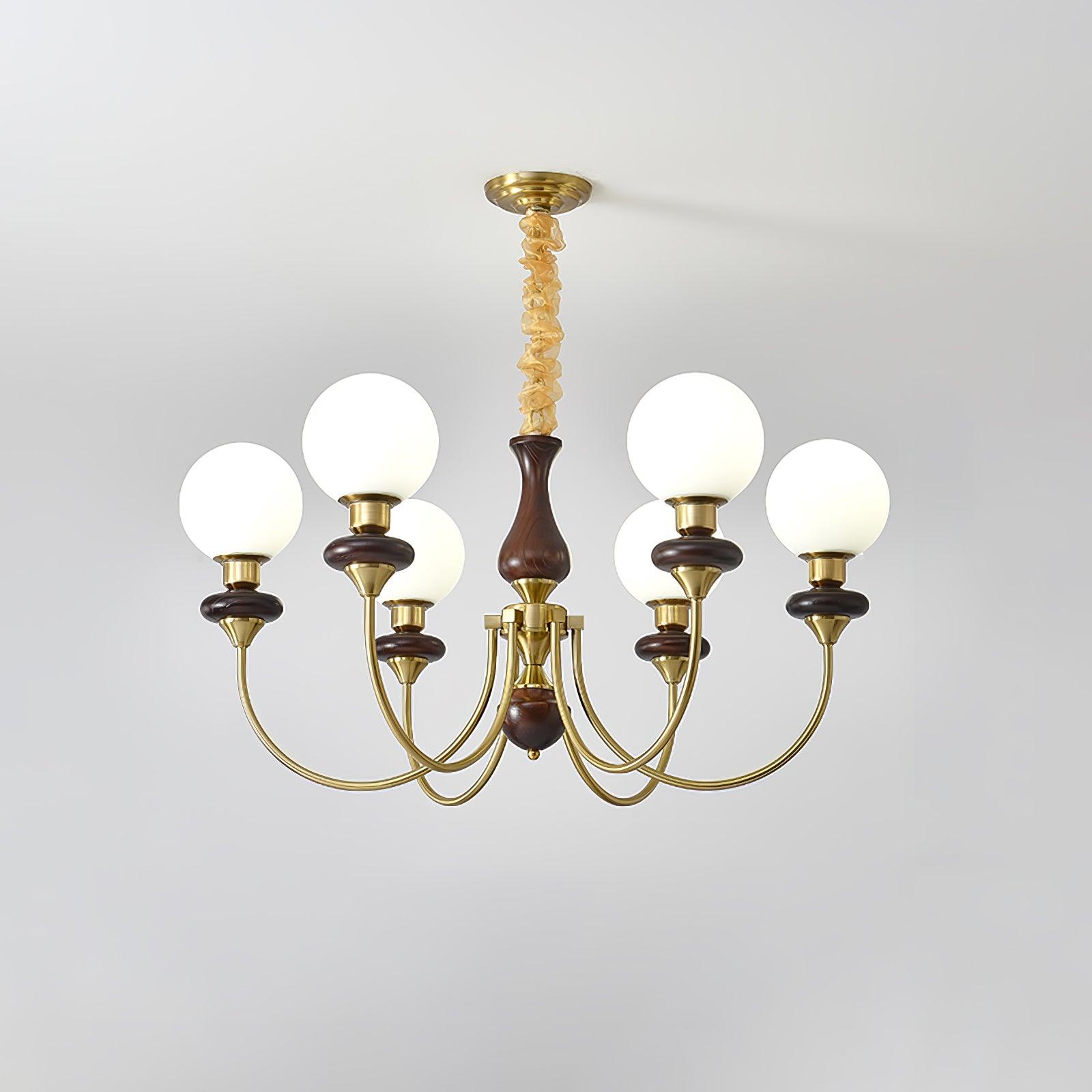 Lustra Chandelier Retro Brass Walnut Glass - Letslighting