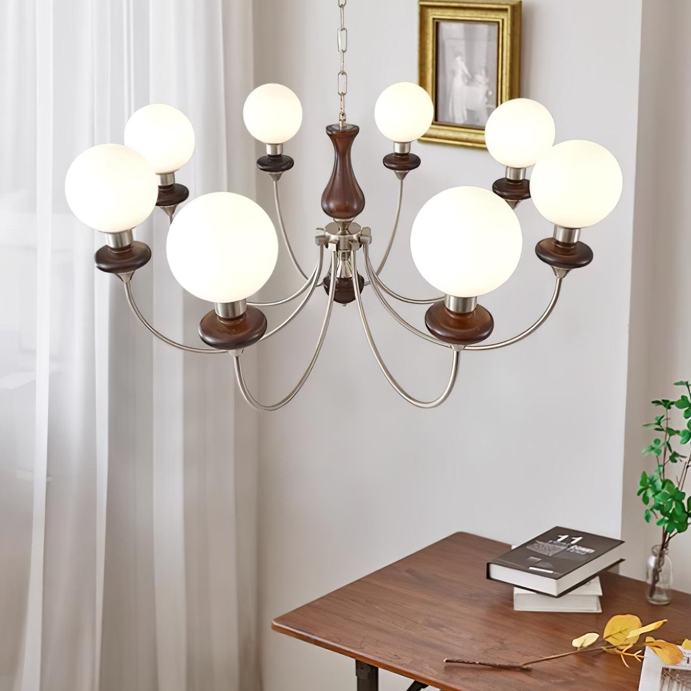 Lustra Chandelier Retro Brass Walnut Glass - Letslighting