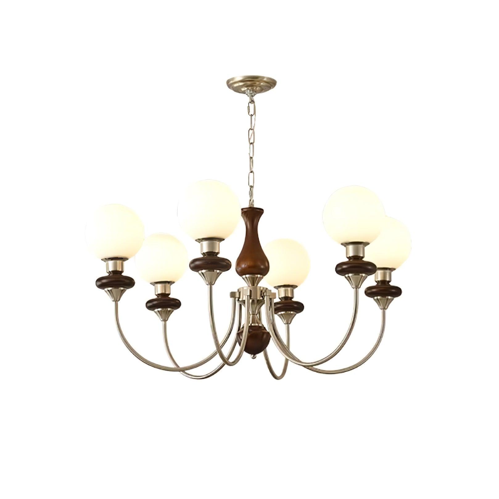 Lustra Chandelier Retro Brass Walnut Glass - Letslighting