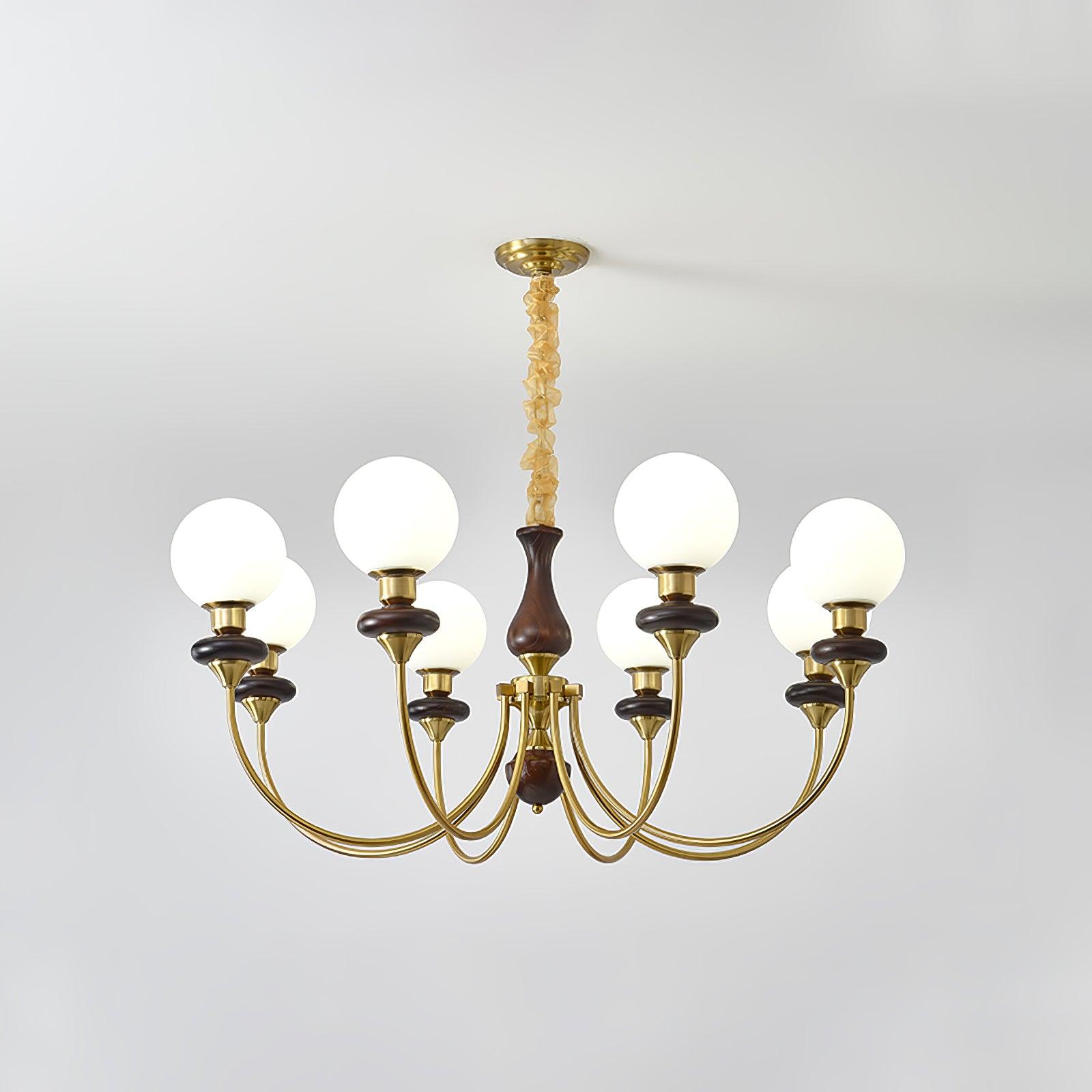 Lustra Chandelier Retro Brass Walnut Glass - Letslighting