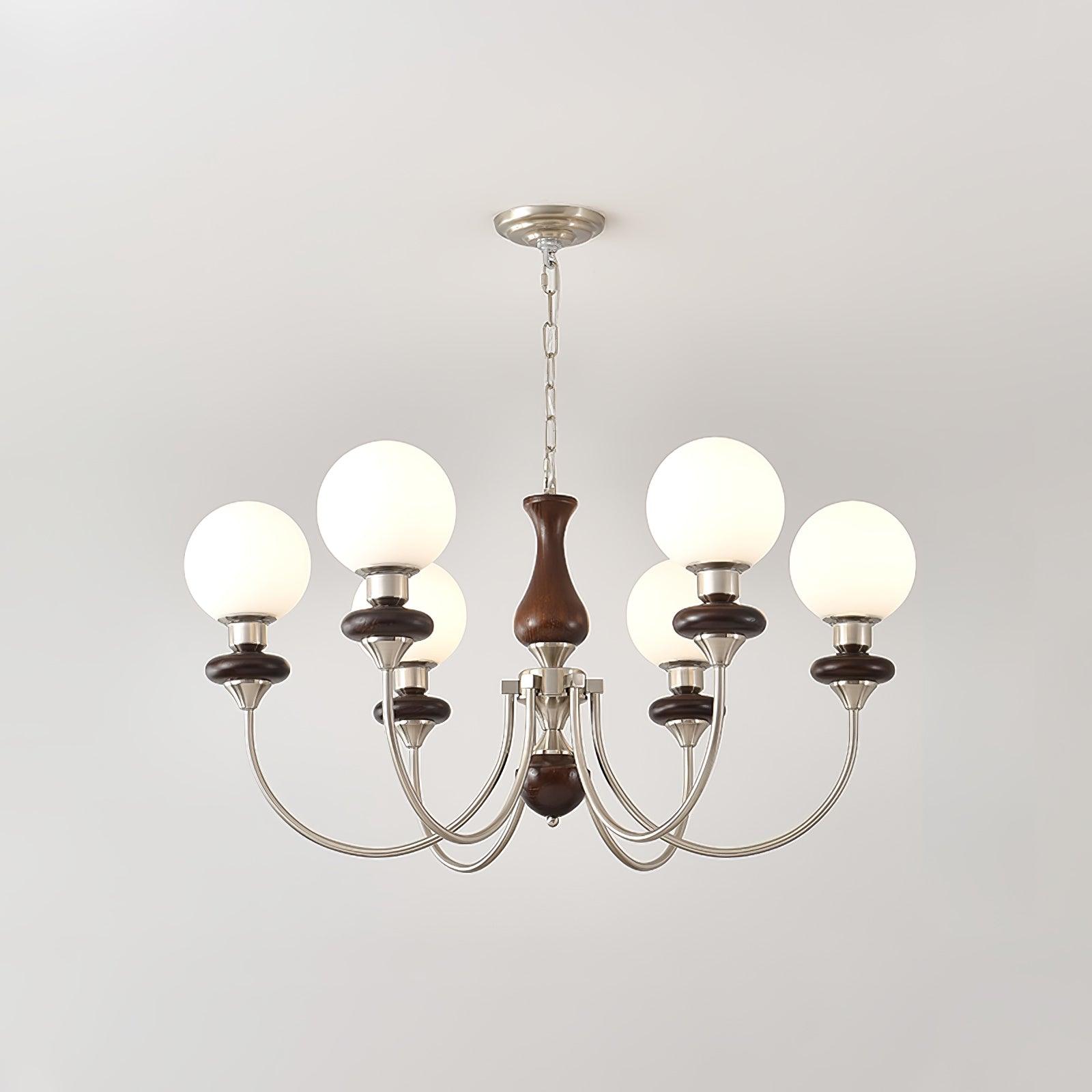 Lustra Chandelier Retro Brass Walnut Glass - Letslighting