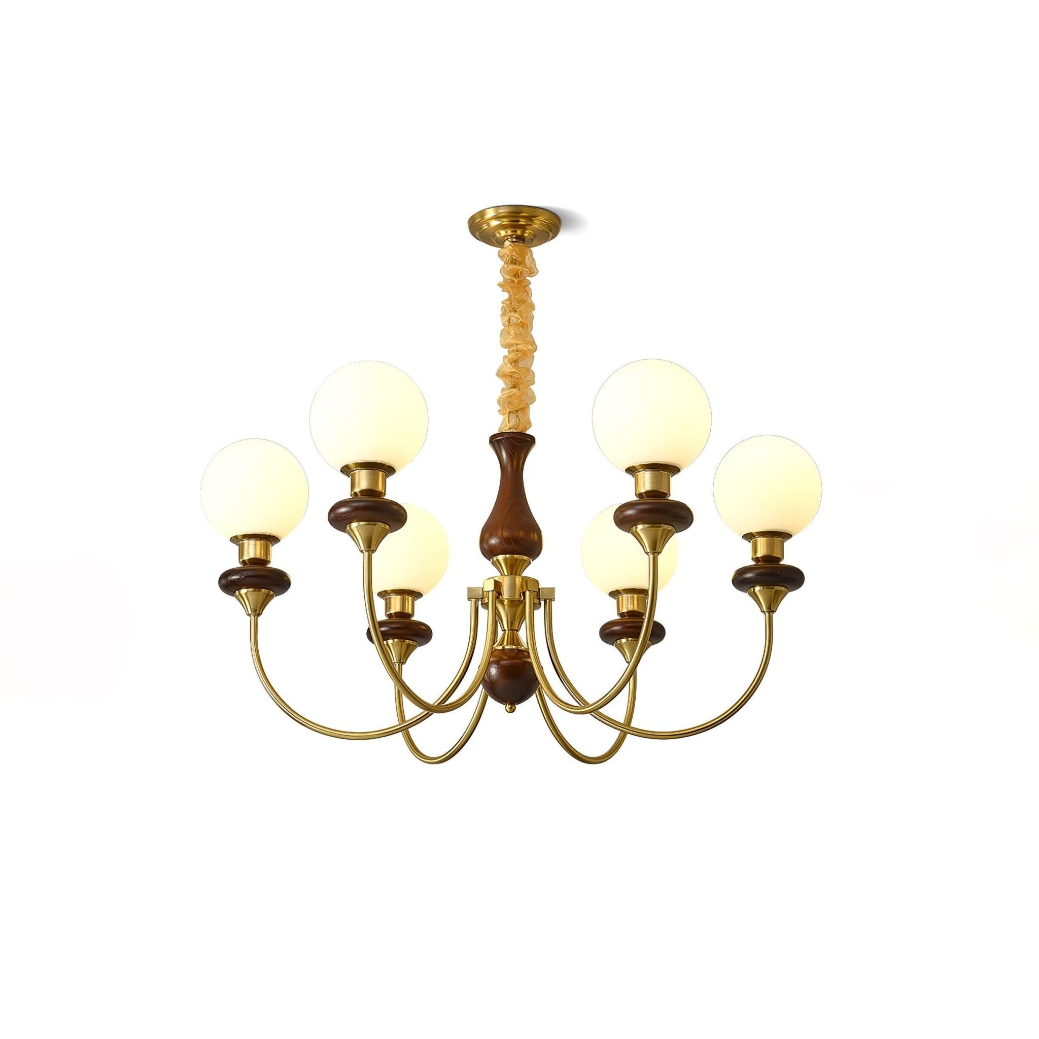 Lustra Chandelier Retro Brass Walnut Glass - Letslighting