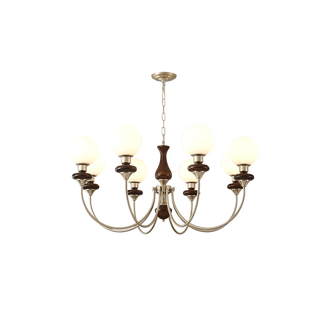 Lustra Chandelier Retro Brass Walnut Glass - Letslighting