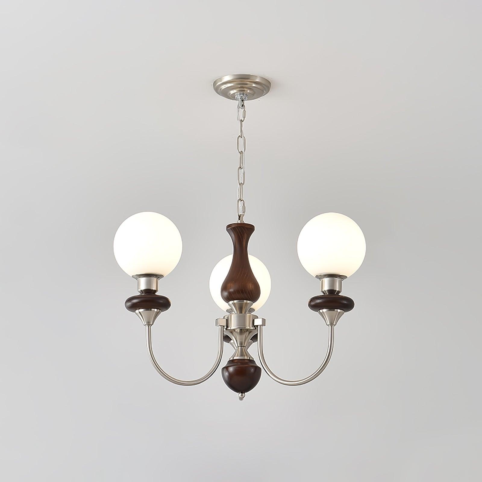 Lustra Chandelier Retro Brass Walnut Glass - Letslighting