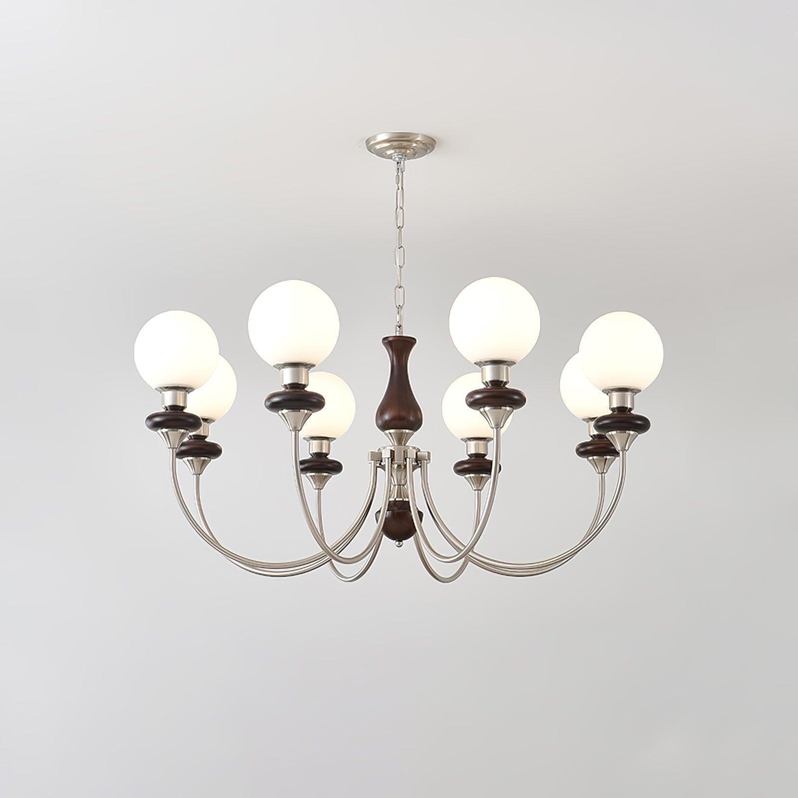 Lustra Chandelier Retro Brass Walnut Glass - Letslighting