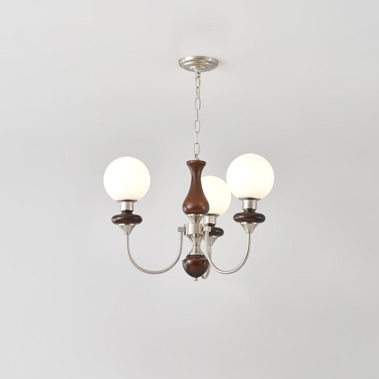 Lustra Chandelier Retro Brass Walnut Glass - Letslighting