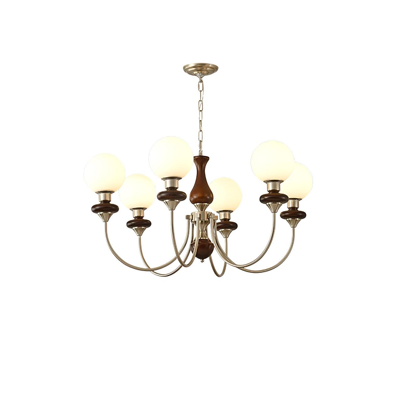 Lustra Chandelier Retro Brass Walnut Glass - Letslighting