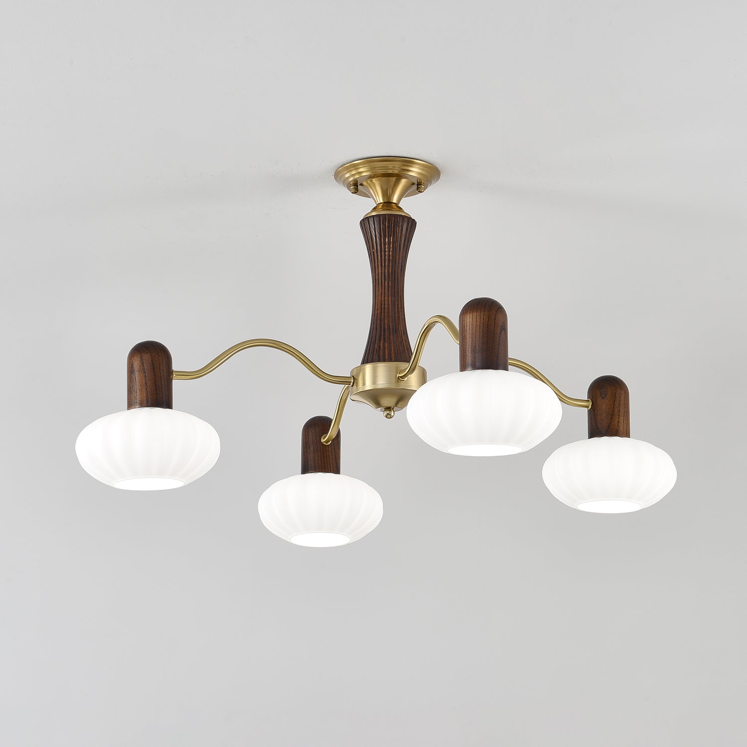 Aurora Chandelier Walnut Embrace White Finish - Letslighting