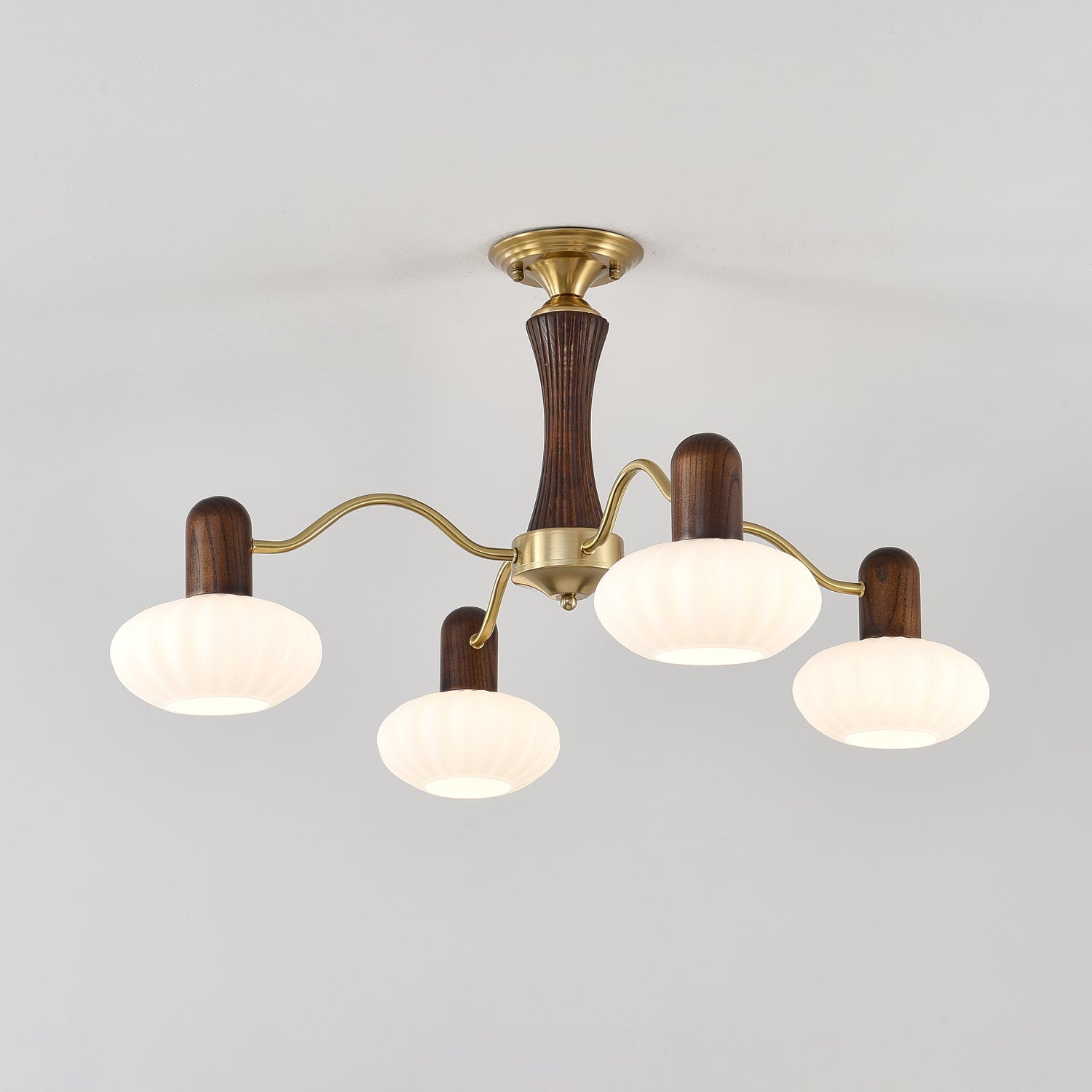 Aurora Chandelier Walnut Embrace White Finish - Letslighting