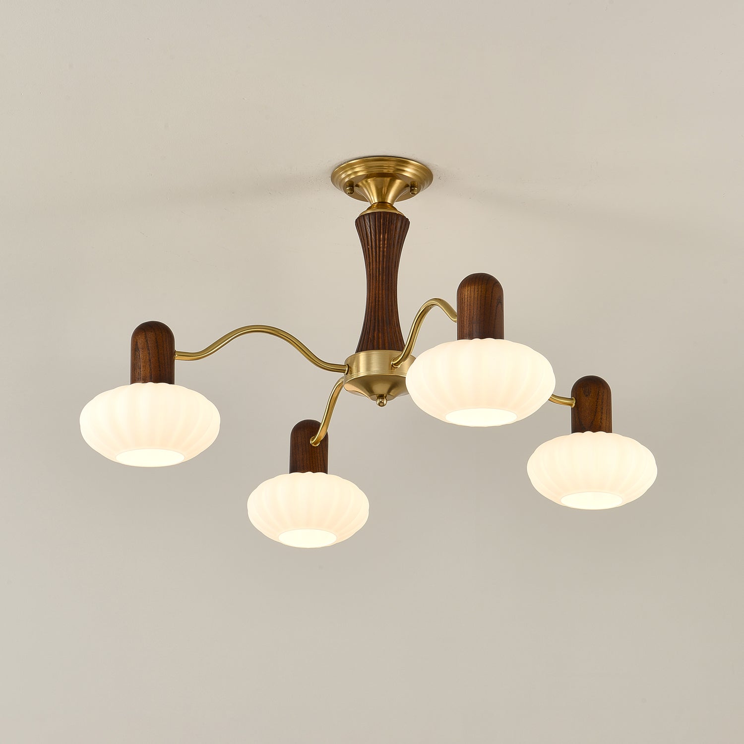 Aurora Chandelier Walnut Embrace White Finish - Letslighting