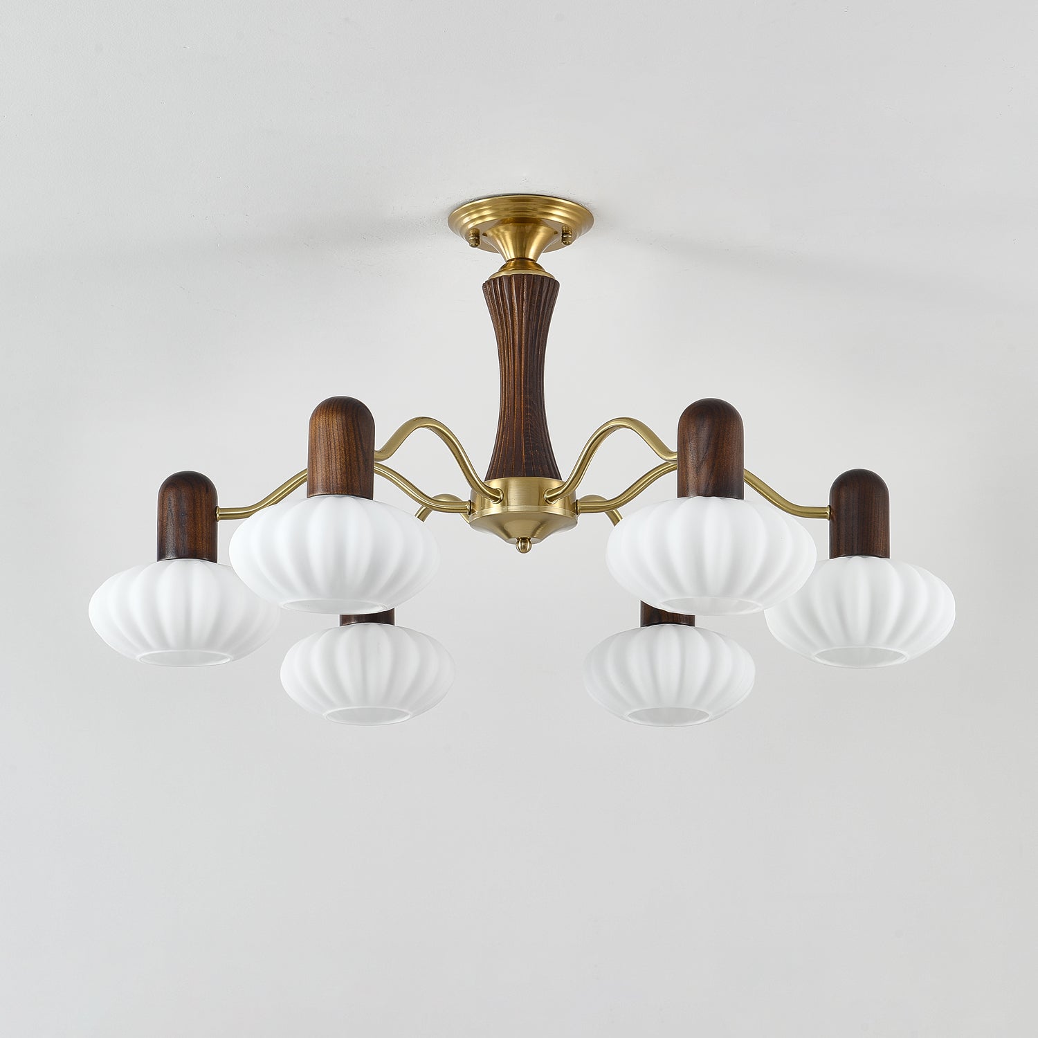 Aurora Chandelier Walnut Embrace White Finish - Letslighting